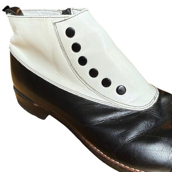 Stacy Adams Madison Spectator Spat Ankle Boots Black White Shoes Leather 10 D main image 4